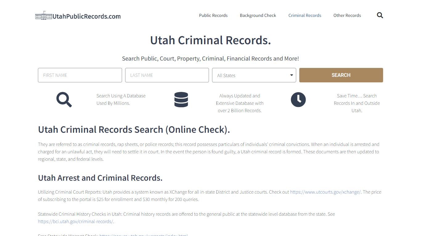Utah Criminal Records: UtahPublicRecords.com